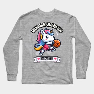 Basketball Unicorn Olympics 🏀🦄 - Slam Dunk Cuteness! Long Sleeve T-Shirt